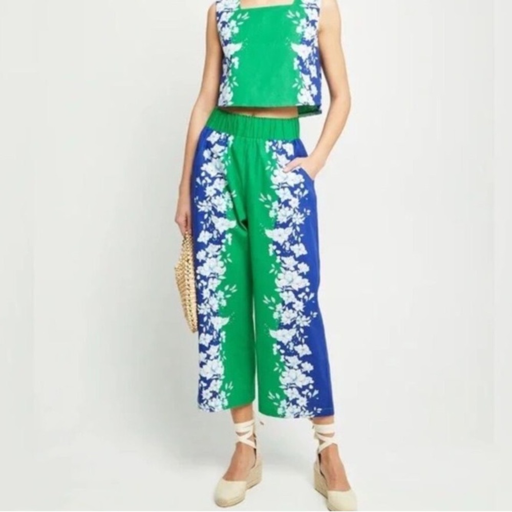 Kourt Willow Wide Leg Crop Pant Blue Green